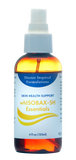 A spray bottle labeled 'skin health support WHISOBAX-SH essentials' with a clear liquid visible inside.